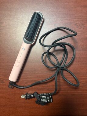 TYMO Pink Electric Hair Straightening Brush with Fast Heat Control